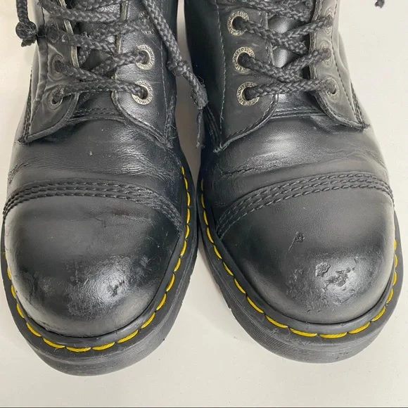 Dr Martens 10966 Steel Toe Cap Combat Boots Black Leather 10 Eye Lace Up Punk 11 - Picture 6 of 16